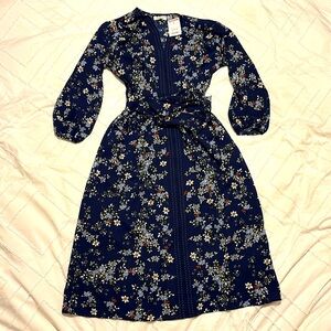 New navy blue and floral dress